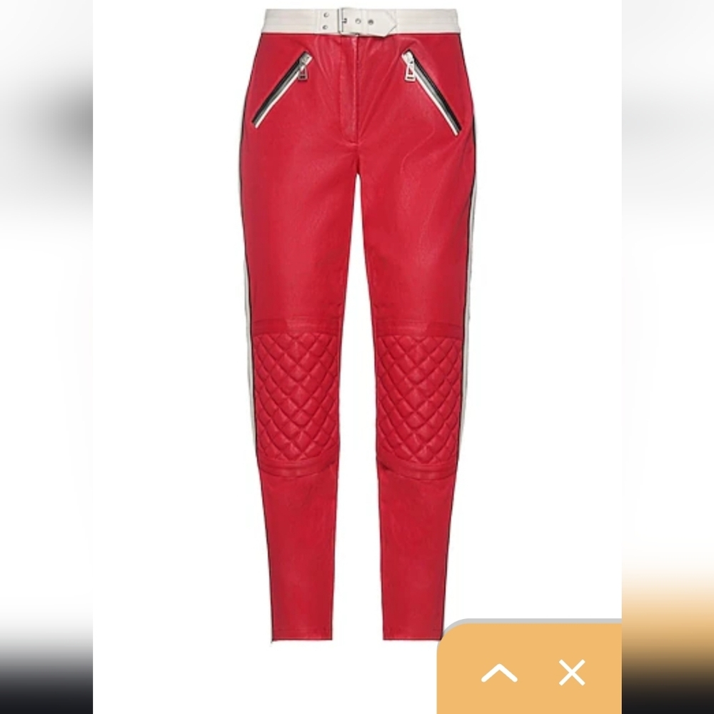 Belstaff Pace Trouser (Red/Black/Off White)- Leather Moto-- US 6/UK 8